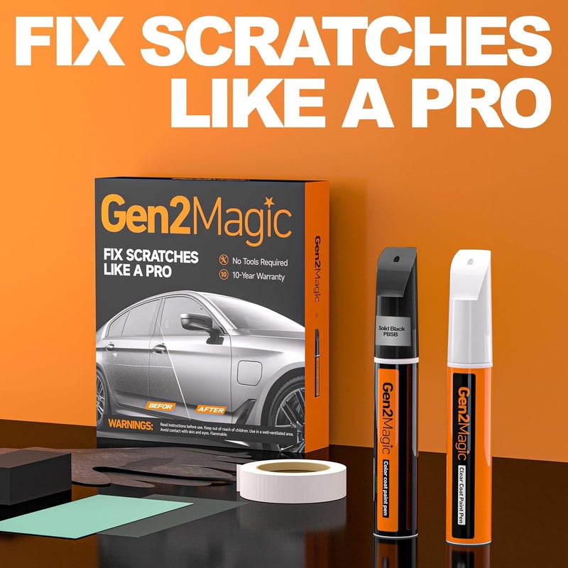 Gen2Magic Solid Black Touch Up Paint Pen Kit for Telsa Y 3 S X [Clear Coat Included], PBSB Color Match for Scratches, Rock Chips, Bumper Dings, Easy Scratch Repair & Rust Remover for Tesla Owners - Image 2
